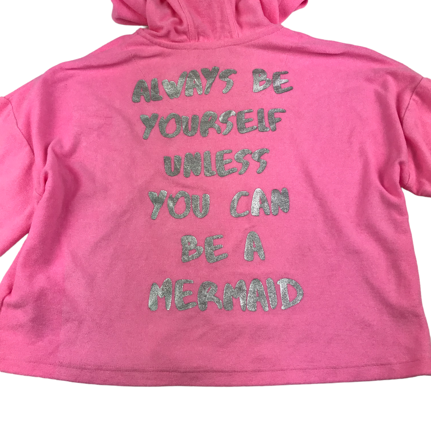 M&S Hoodie Age 11 Pink Cropped Sea Shell Graphic