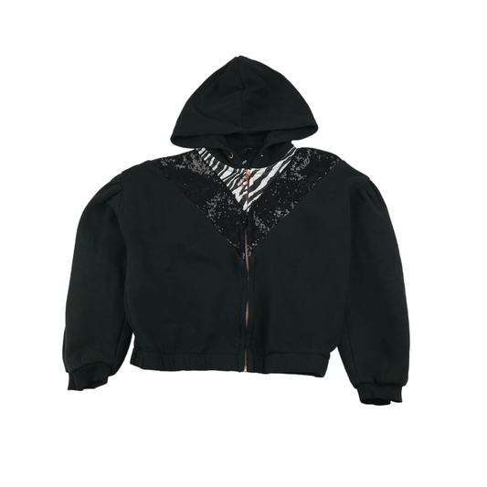 George Hoodie Age 11 Black Cropped Panelled Sequin Camo