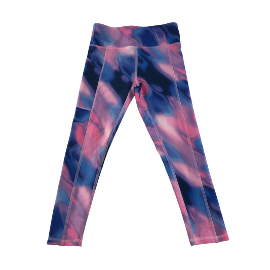 M&S Sport Leggings 7-8 Years Pink Blue Pattern