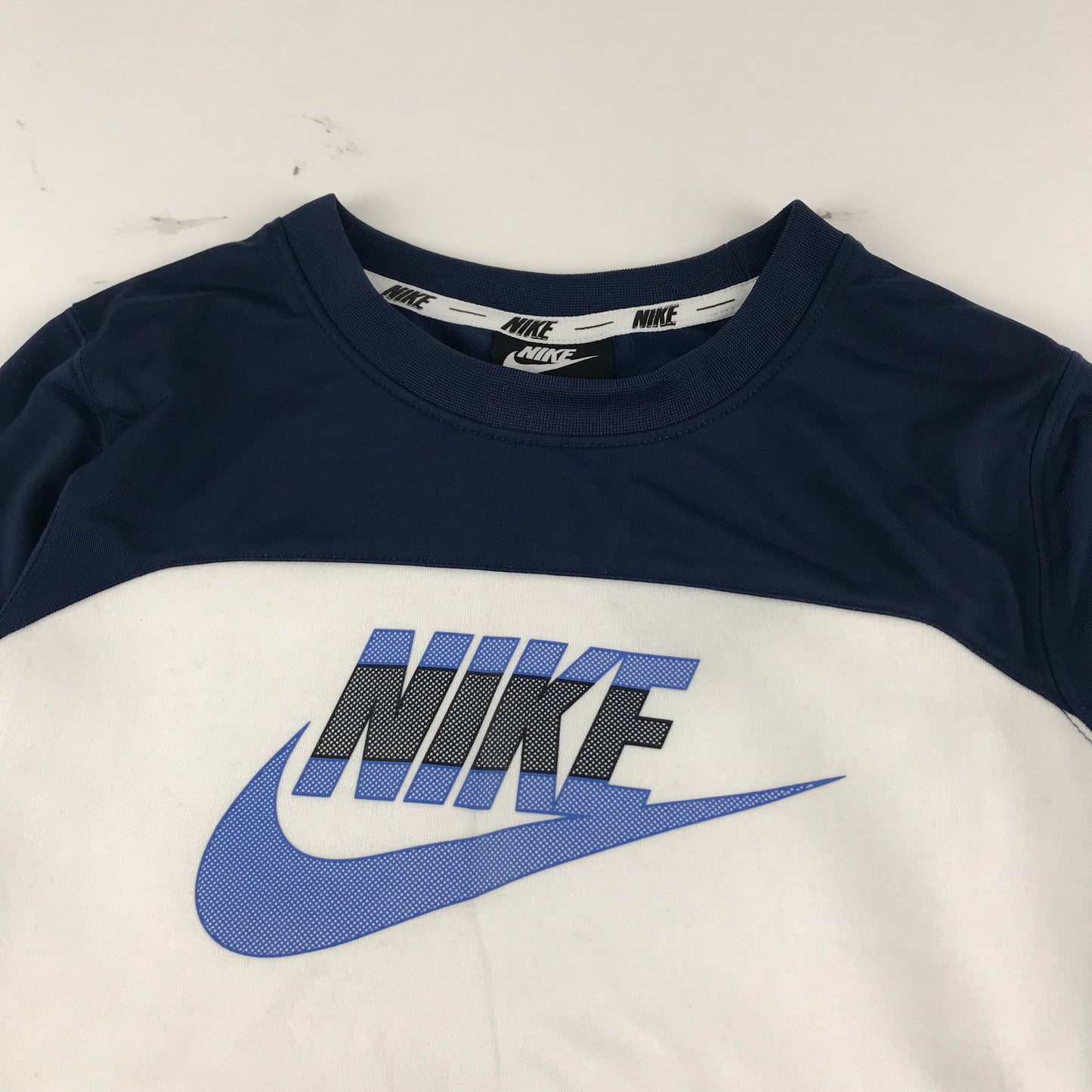 Nike Sweater Age 9-11 Navy White Panelled Long Sleeve
