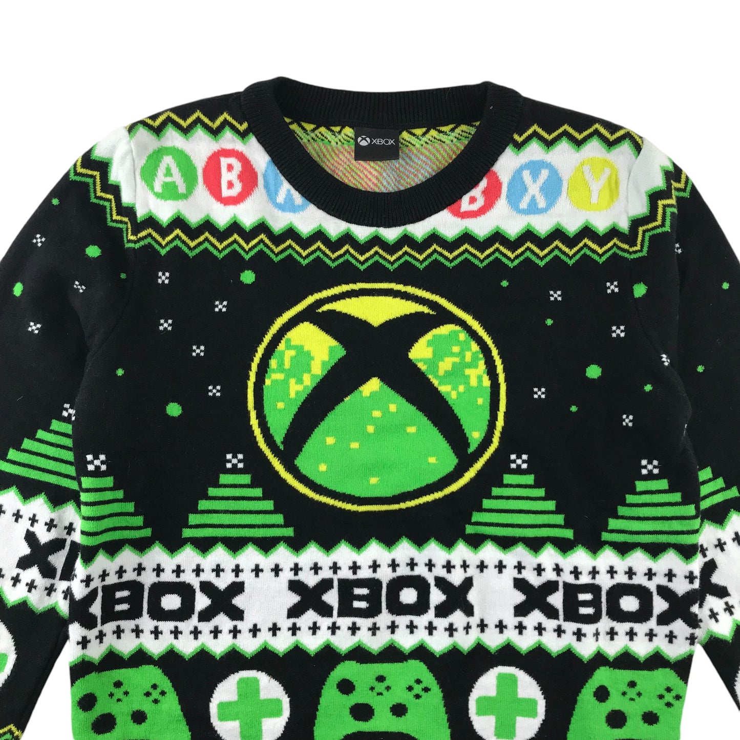 George Festive Sweatshirt 9-10 Years Black and Green Xbox Winter Pattern