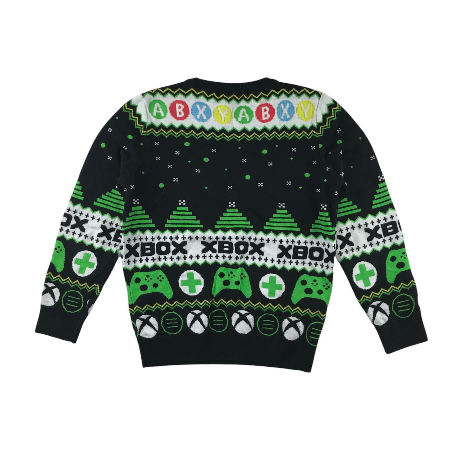 George Festive Sweatshirt 9-10 Years Black and Green Xbox Winter Pattern