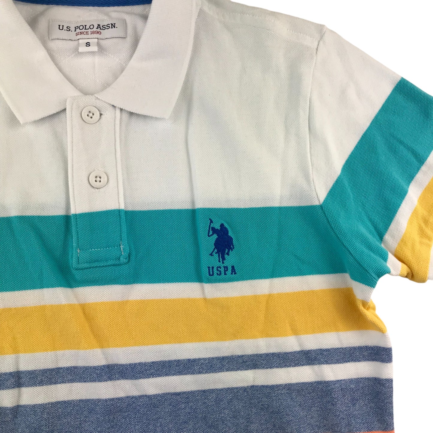 US Polo Assn Polo Shirt Size S Multicolour Stripy Short Sleeve Cotton
