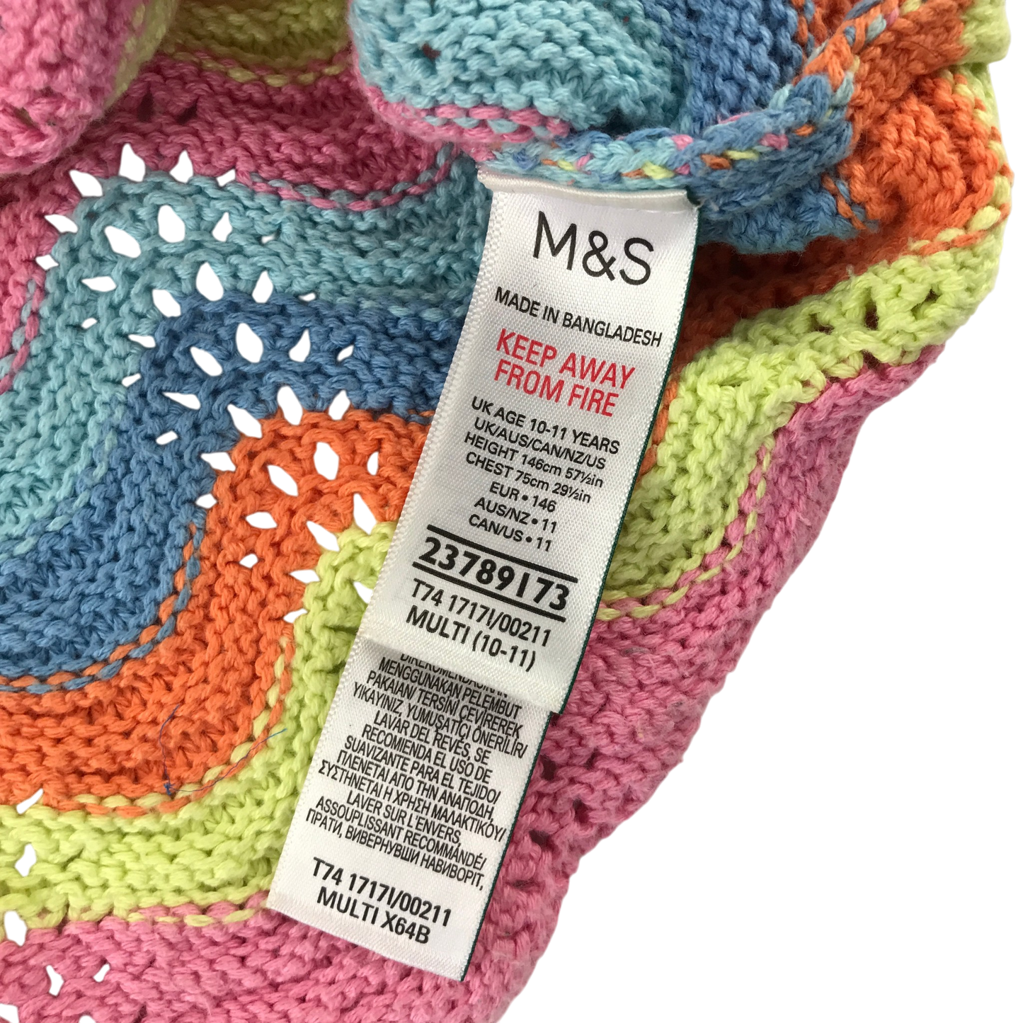 M&S 10-11 years multicolour top