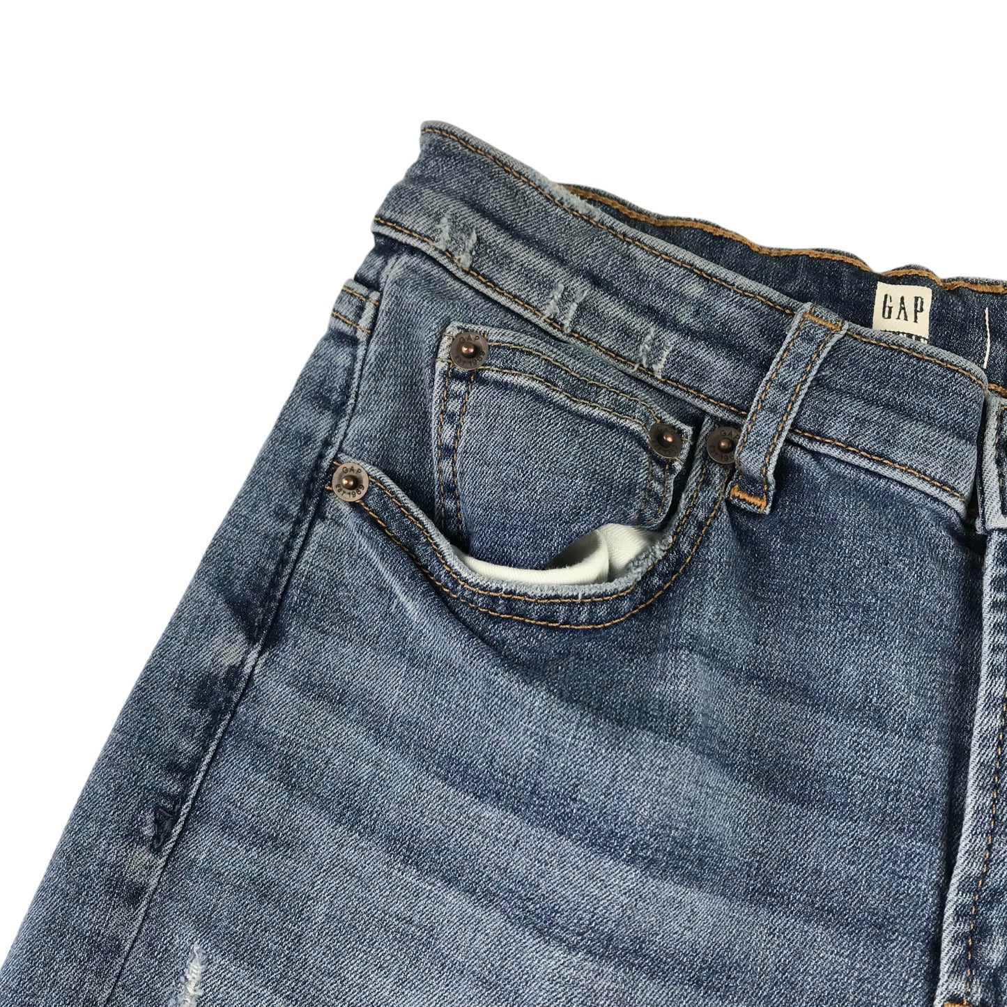 GAP jeans 12 years blue pencil leg worn effect stretchy