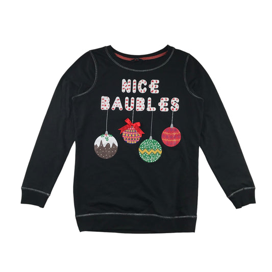 F&F Festive Sweatshirt Women's Size 8 Black Bauble Graphic