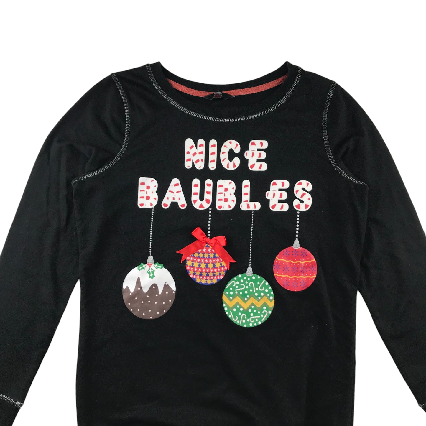 F&F Festive Sweatshirt Women's Size 8 Black Bauble Graphic