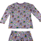 M&S Pyjama Set 9-10 Years Lilac Dog Pattern Cotton