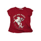 H&M Christmas T-shirt Age 8 Red Short Sleeve Unicorn Sloth