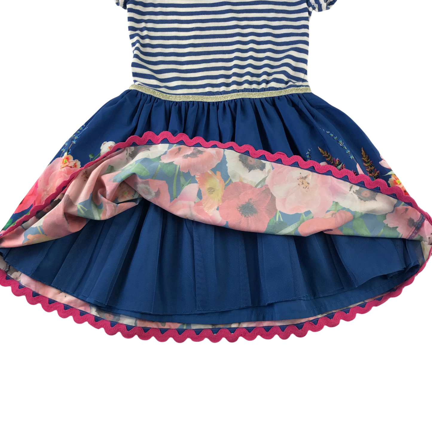 Monsoon 7-8 years blue stripy top and flowers dress
