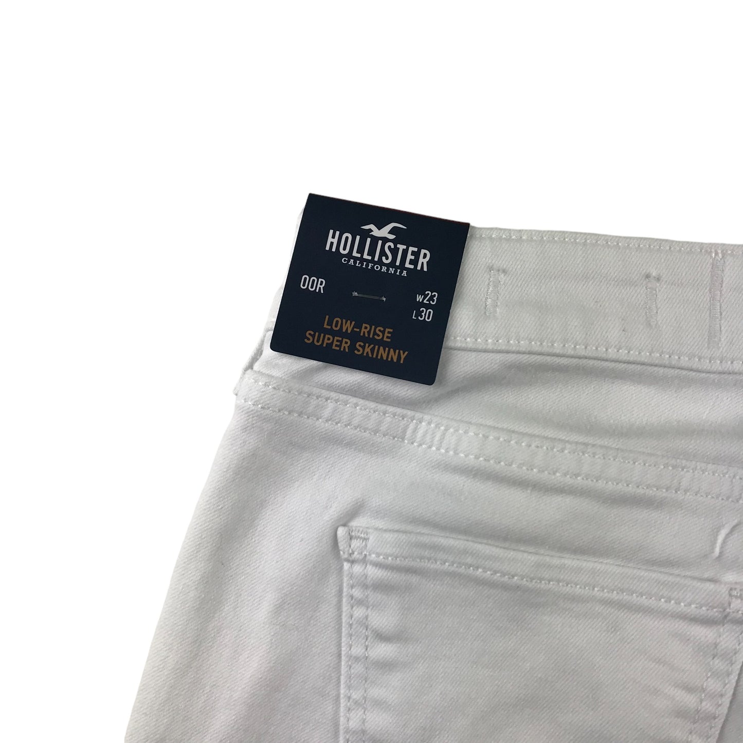 Hollister jeans W23 L30 11-12 years long white low rise long leg stretchy with worn effect