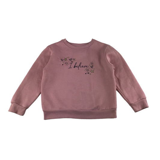 Matalan Sweater Age 6 Pink Jersey Long Sleeve I Believe Print text
