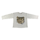 Zara T-Shirt 4-5 Years White with Gold Cat Pattern Long Sleeve