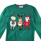 H&M Festive Jumper 7-8 Years Green Snowman Reindeer and Santa Graphic Cotton