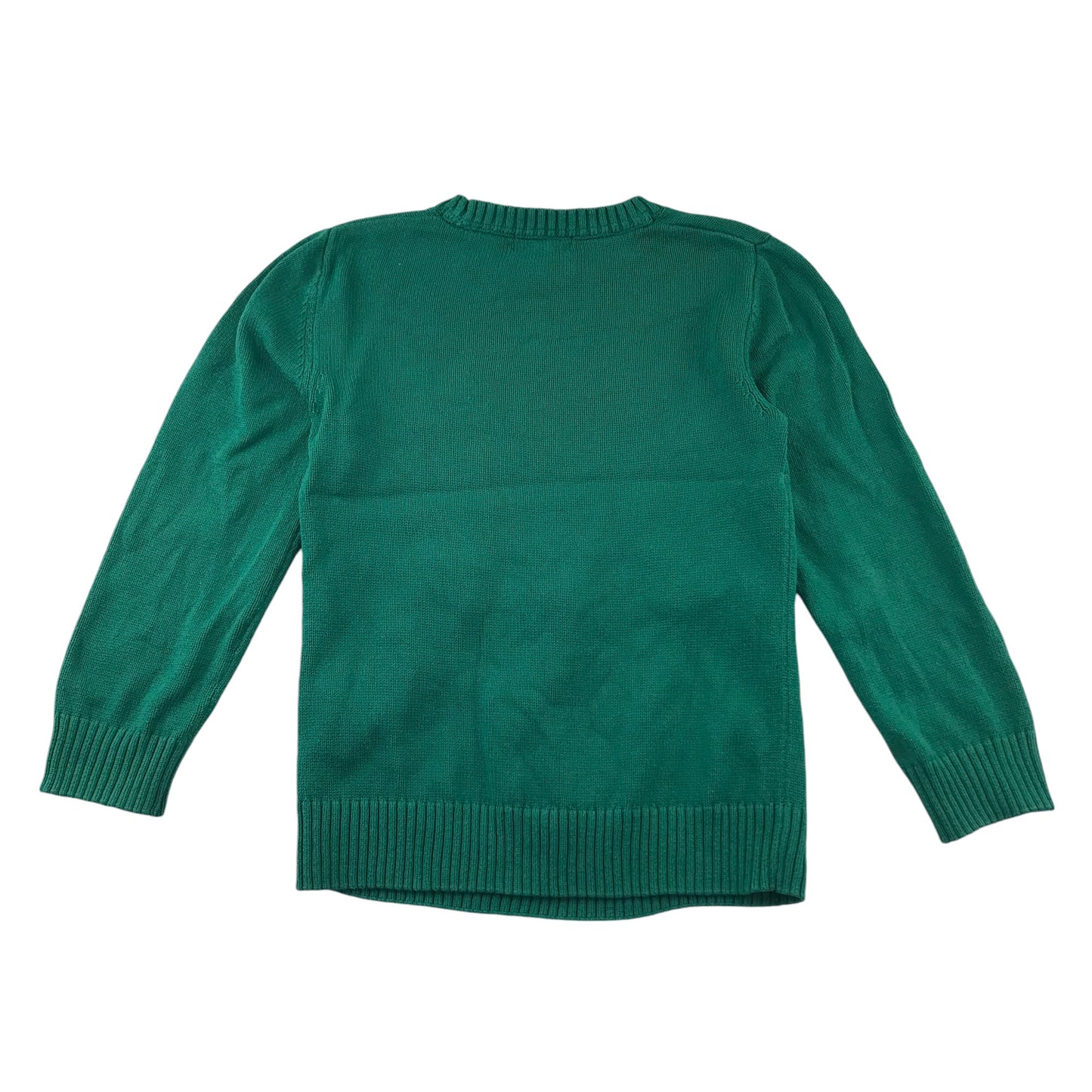 H&M Festive Jumper 7-8 Years Green Snowman Reindeer and Santa Graphic Cotton