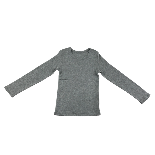 M&S T-Shirt 4-5 Years Grey Ribbed Long Sleeve