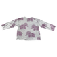 Zara T-Shirt 4-5 Years White Long Sleeve Glittery Elephant Pattern Cotton