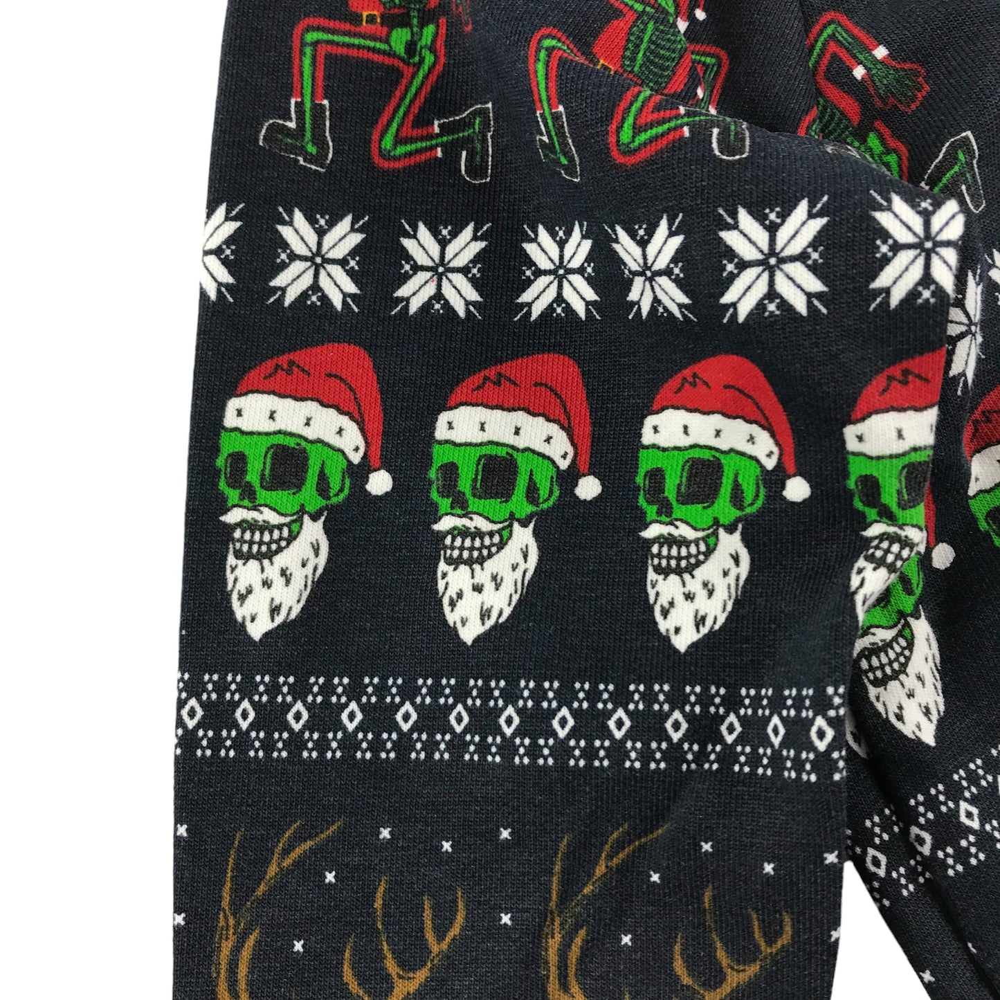 Tu Christmas Jumper Age 7 Navy Festive Skeleton Santa Reindeer Pattern Jersey Long Sleeve