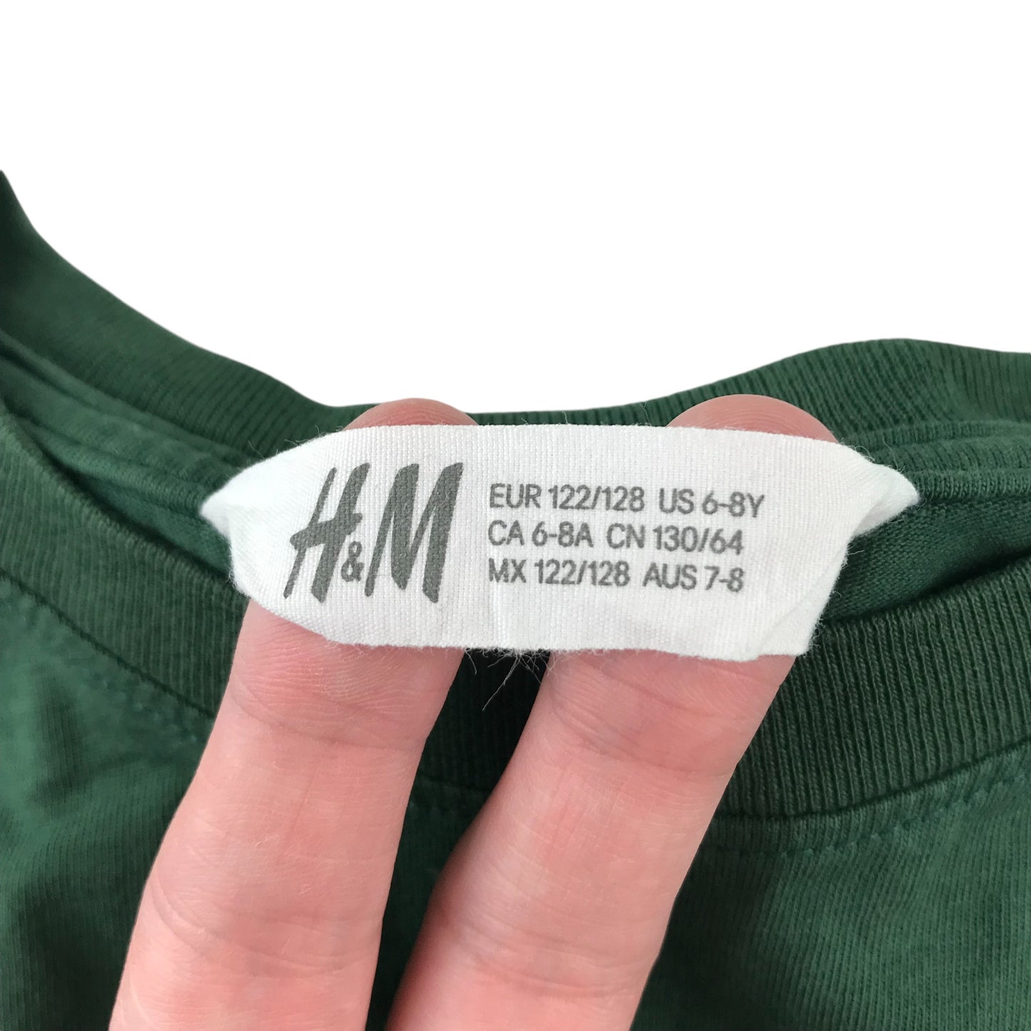 H&M Festive T-Shirt 7-8 Years Green Reindeer with Sunglasses and Chain Cotton