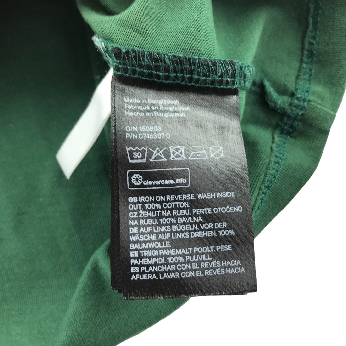 H&M Festive T-Shirt 7-8 Years Green Reindeer with Sunglasses and Chain Cotton