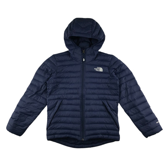 The North Face puffer jacket navy plain with white logo