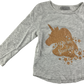 Matalan T-Shirt 5-6 Years Grey Unicorn Print Long Sleeve Cotton
