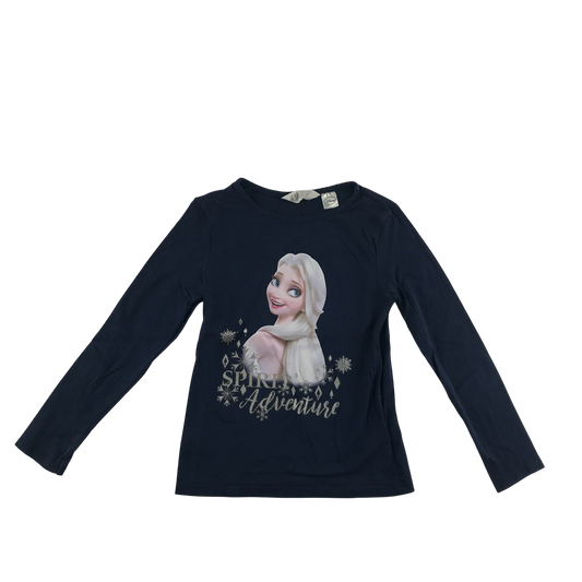 H&M T-Shirt 5-6 Years Navy Disney Frozen Print Long Sleeve Cotton