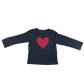 YD T-Shirt 5-6 Years Navy Heart Print Long Sleeve