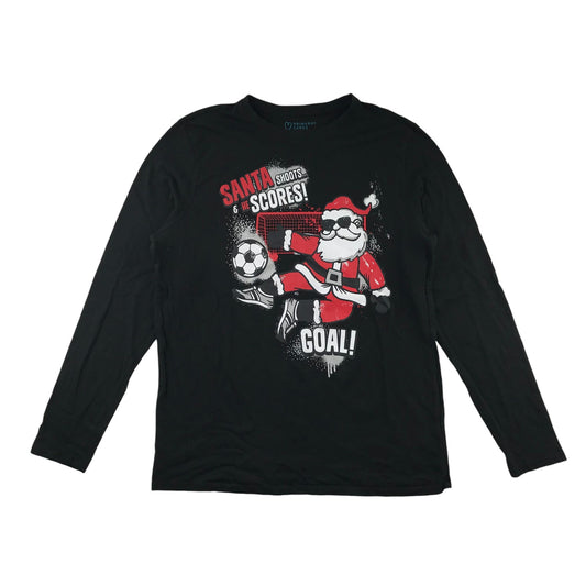Primark Festive T-Shirt 14-15 Years Black Santa Football Graphic