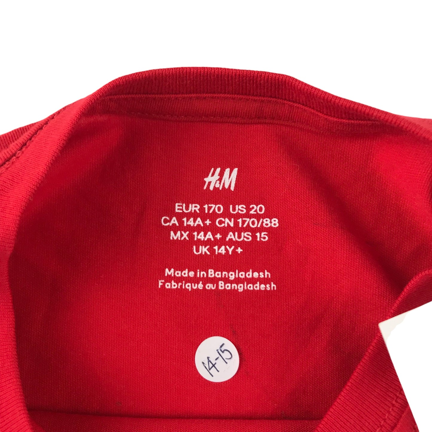 H&M Festive T-Shirt 14-15 Years Red Skateboard Santa Graphic Cotton