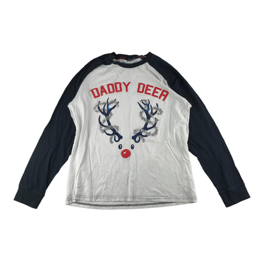 Next Christmas T-Shirt Men's Large White Daddy Deer Antler Lights Graphic Long Sleeve