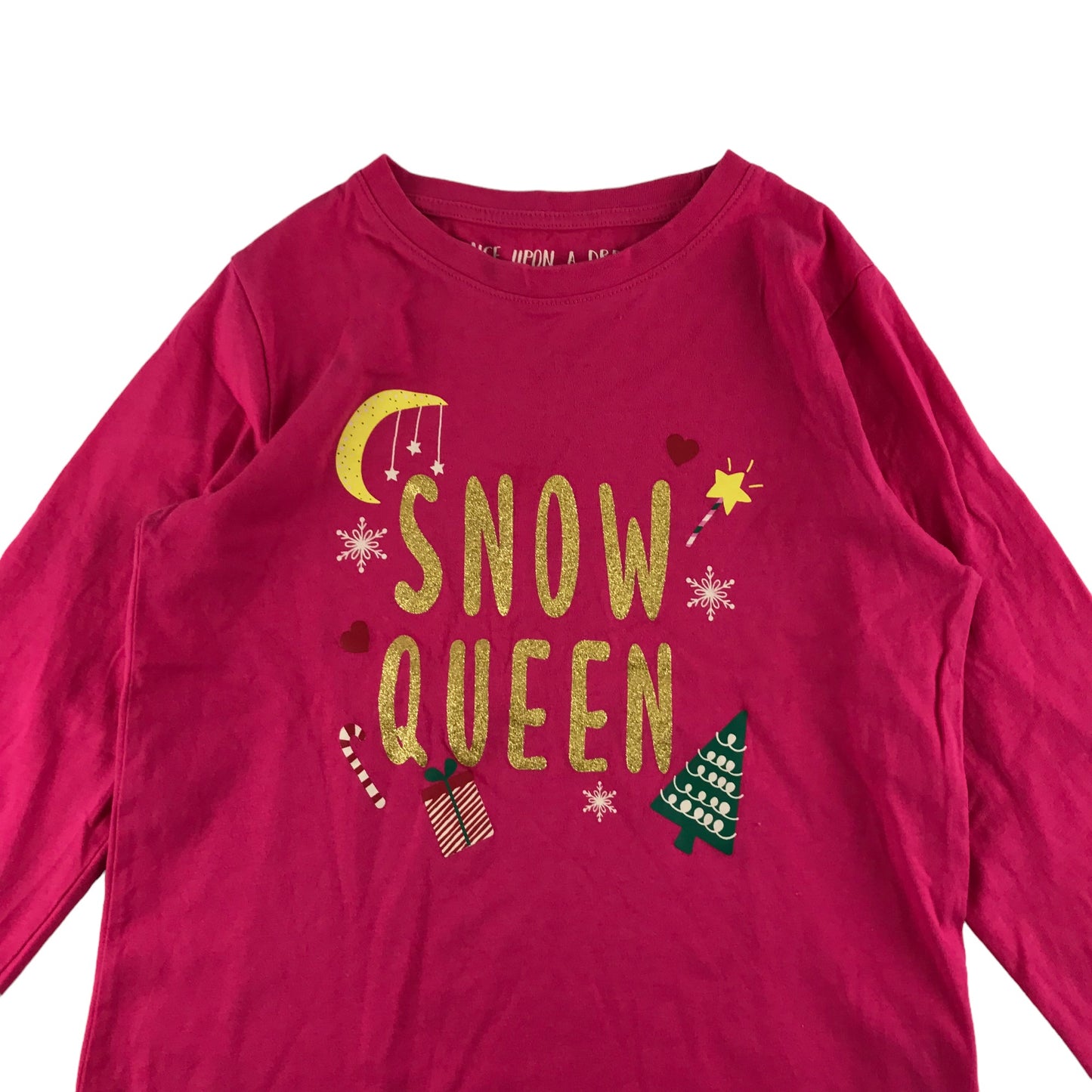 Very Christmas T-Shirt Age 9 Pink Snow Queen Graphic Long Sleeve