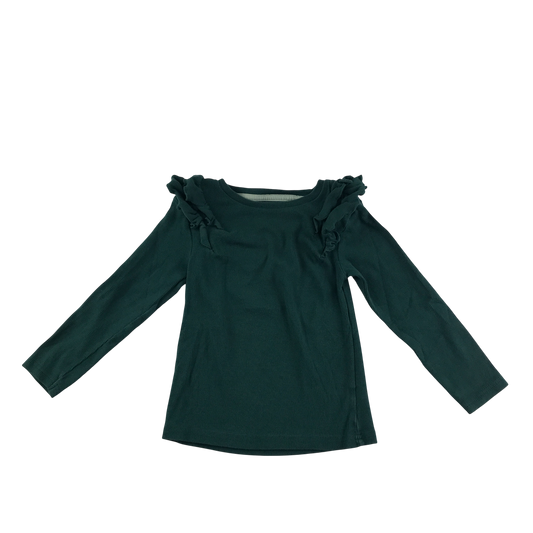 Nutmeg T-Shirt 5-6 Years Green Long Sleeve Frill Details
