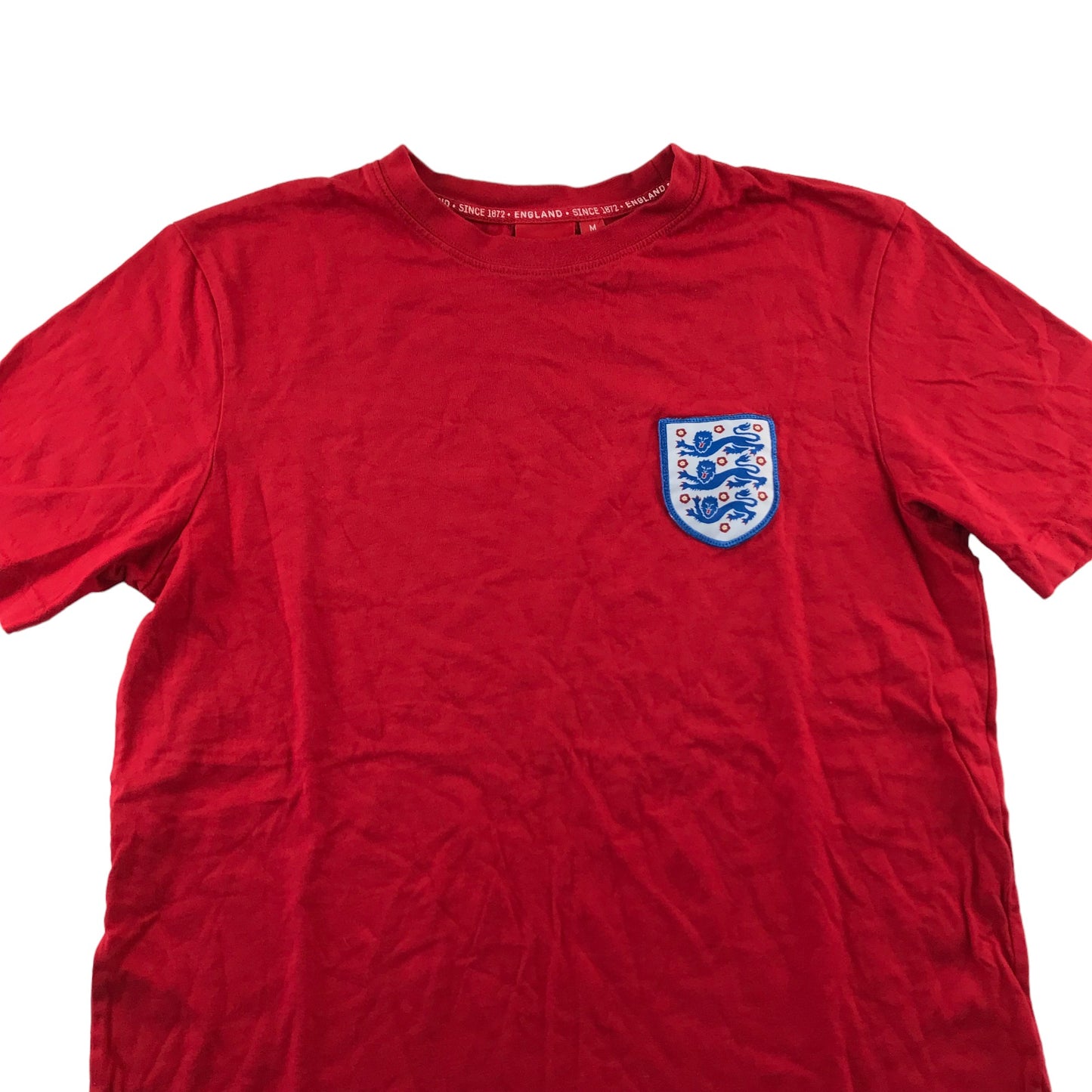 England T-shirt Size M Red Short Sleeve Three Lions Logo Cotton