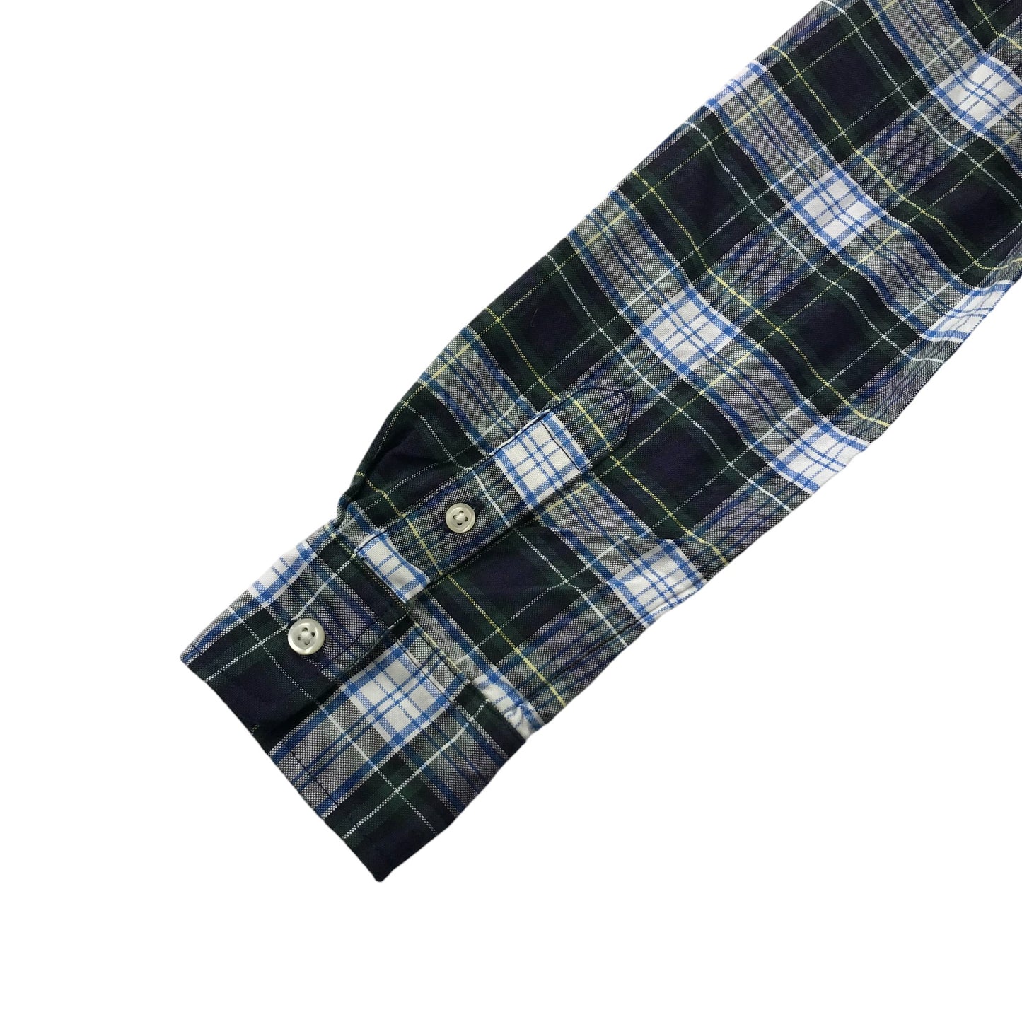 Ralph Lauren dress 11-12 years green and navy checked shirt dress with low peplum hem cotton