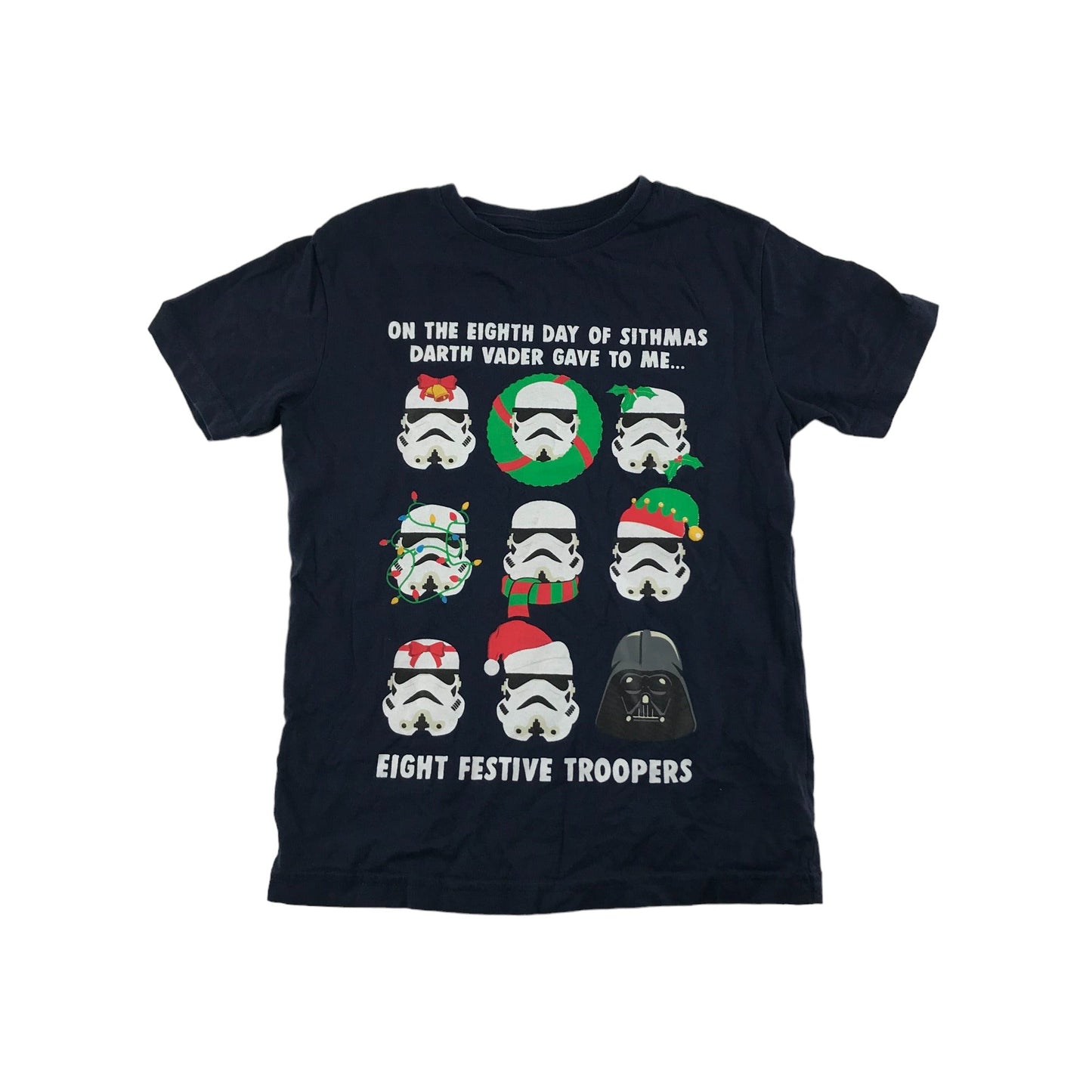 Next Christmas T-Shirt Navy Storm Trooper Darth Vader Graphic Short Sleeve