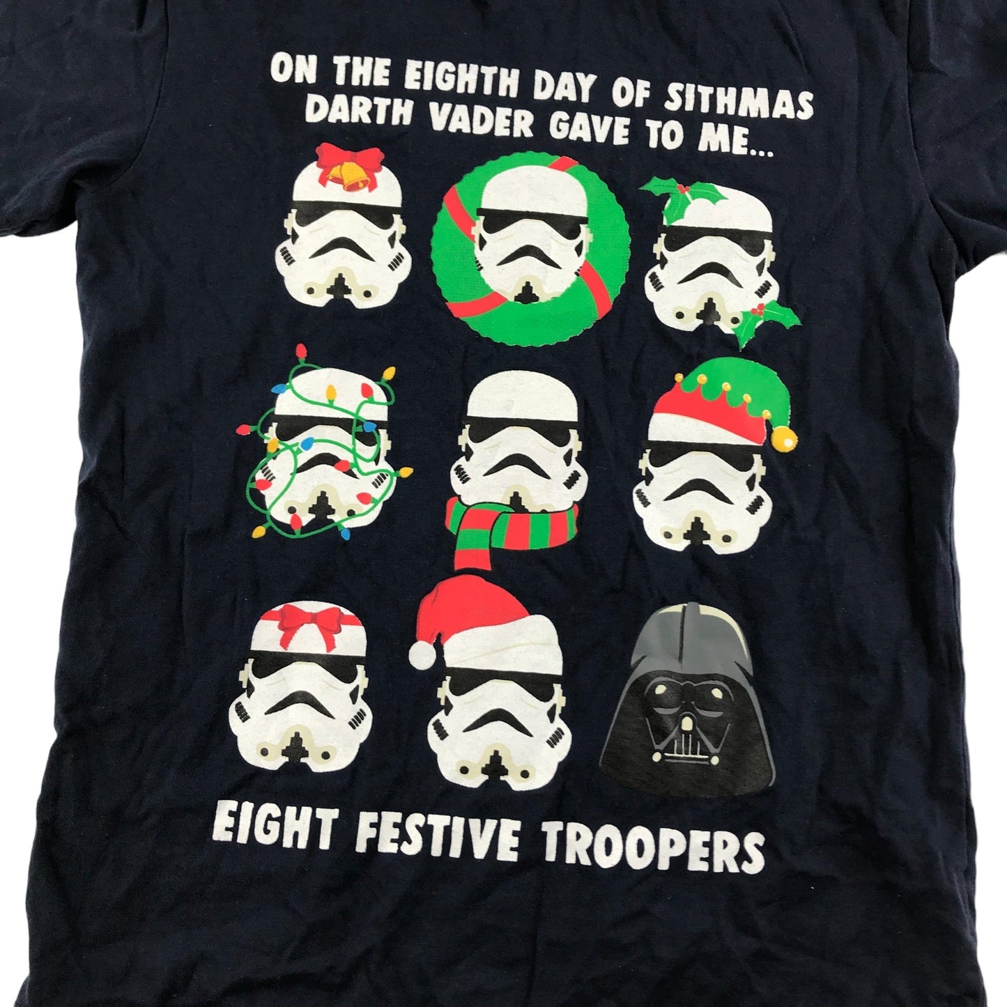 Next Christmas T-Shirt Navy Storm Trooper Darth Vader Graphic Short Sleeve