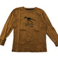 Next T-shirt Age 5-6 Mustard Yellow Brown Dinosaur Long Sleeve Cotton