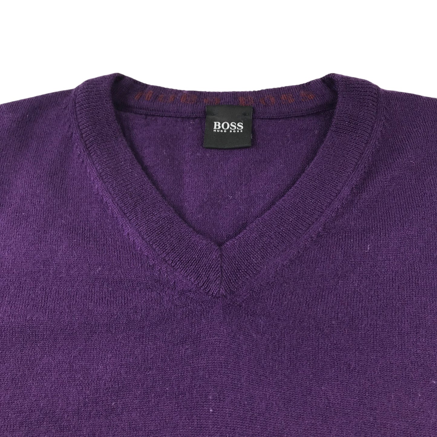 Hugo Boss jumper adult size L purple V-neck wool