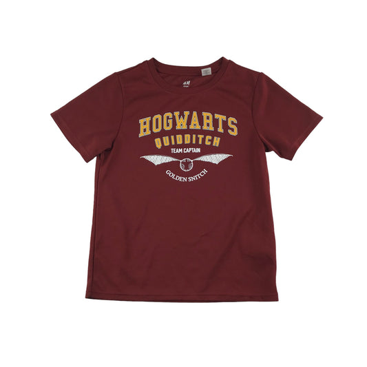 H&M Sport Top Age 7 Burgundy Hogwarts Short Sleeve