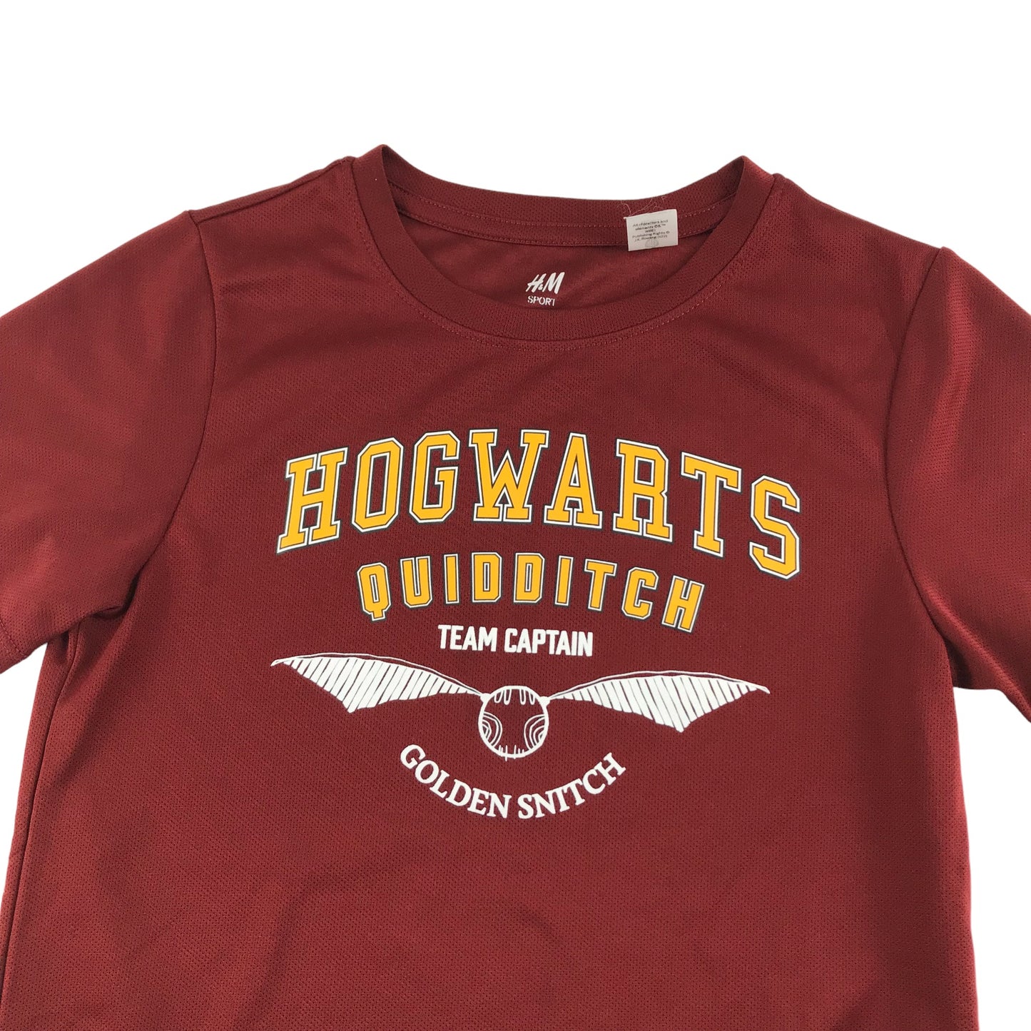 H&M Sport Top Age 7 Burgundy Hogwarts Short Sleeve