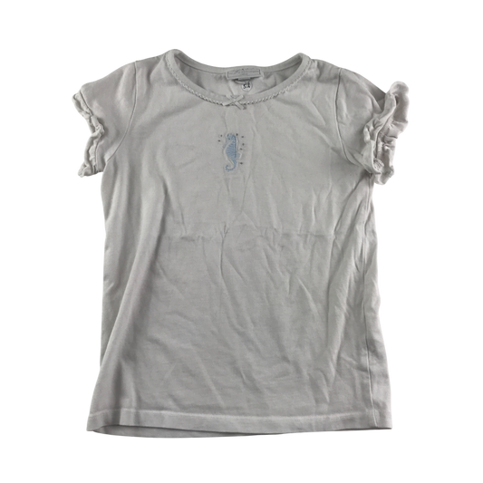 The Little White Company T-Shirt 5-6 Years White Seahorse Pattern Cotton