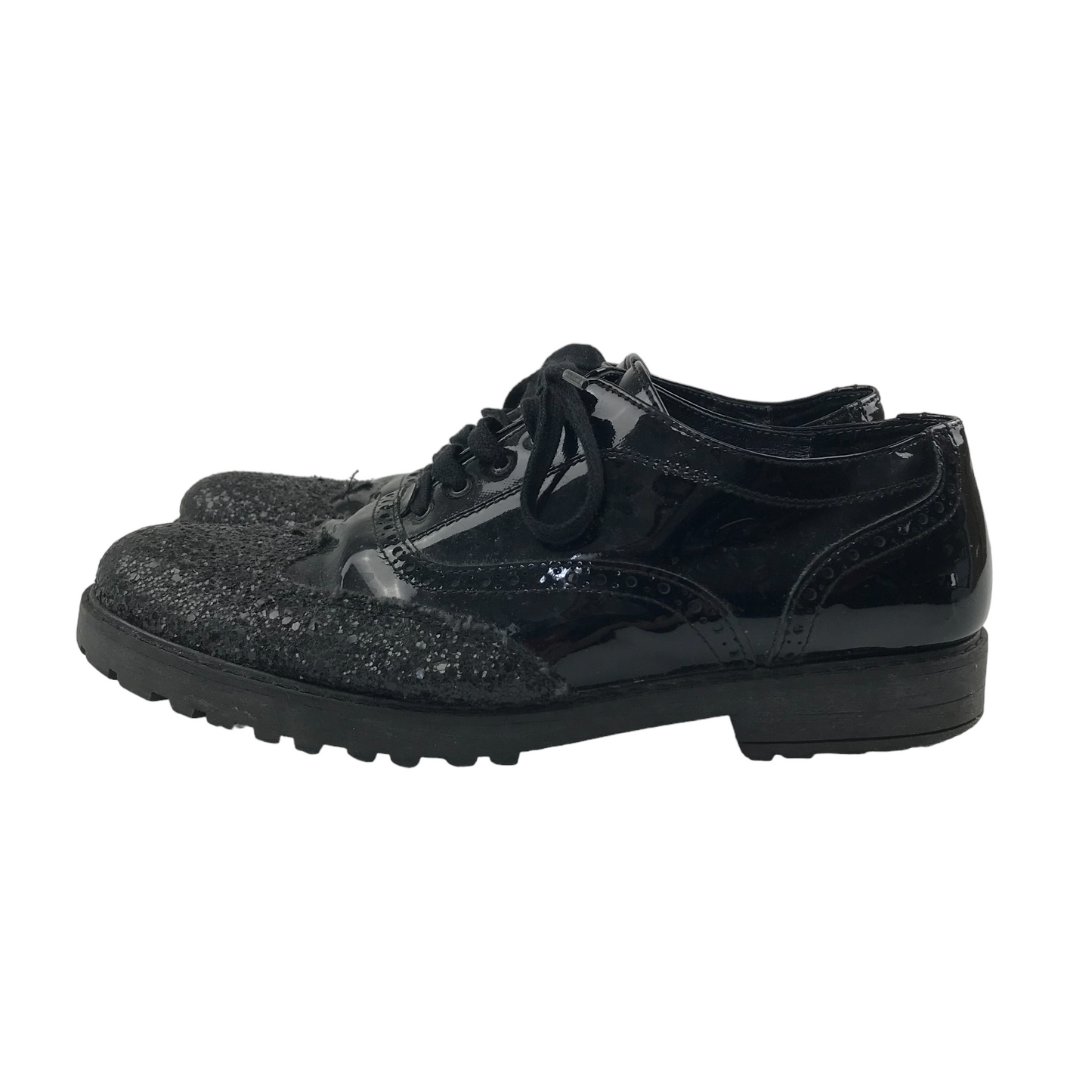 Black Glitter Tips Shoes Shoe Size 5 with Laces