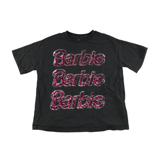 M&S T-Shirt 5-6 Years Grey Charcoal Sequin Text Design