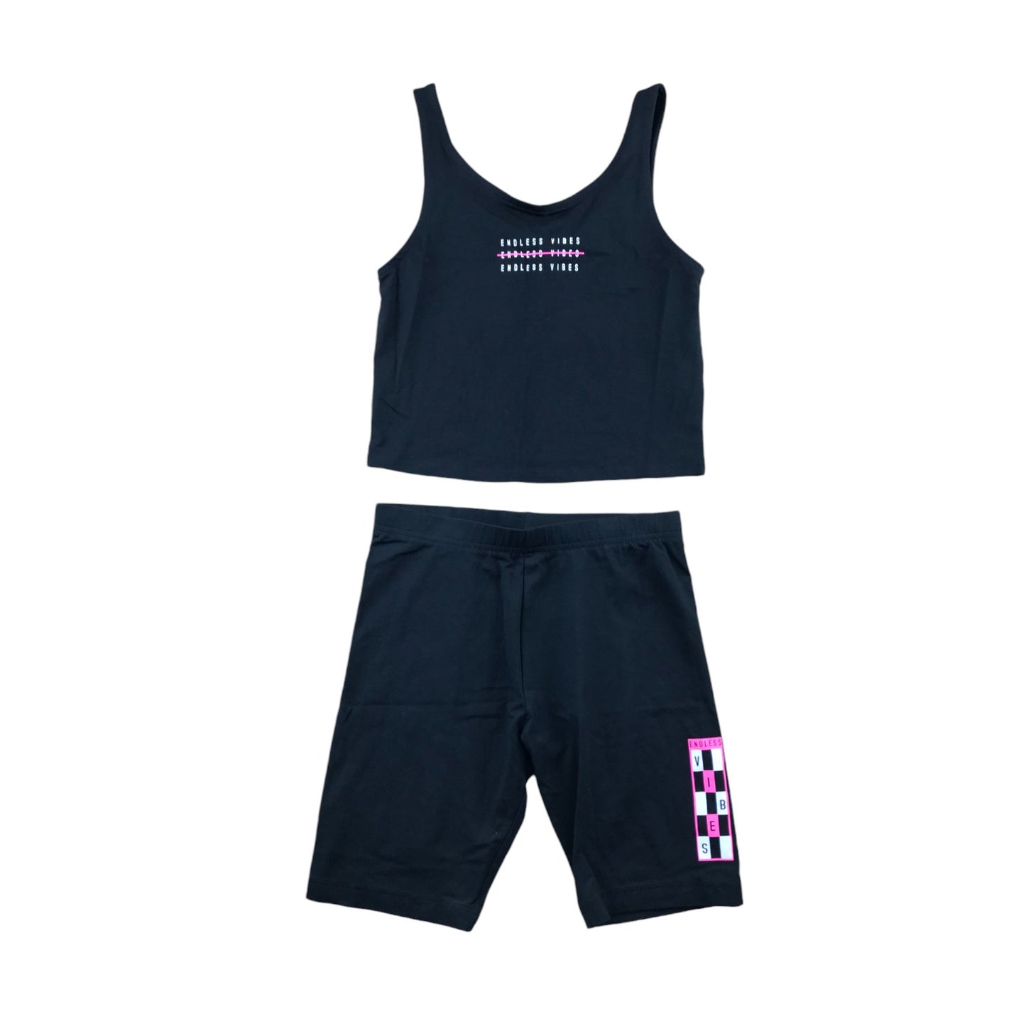 George activewear set 10-11 years black crop top and legging shorts