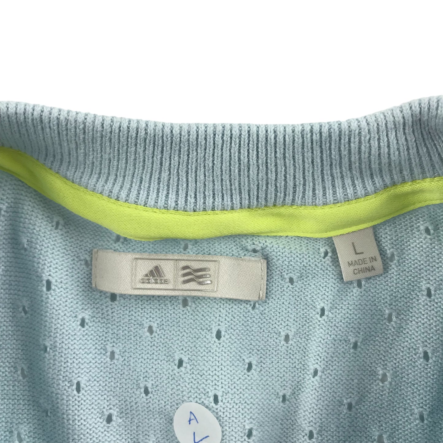 Adidas Scottish Golf Jumper Women size Large Light Blue Long Sleeve Knitted