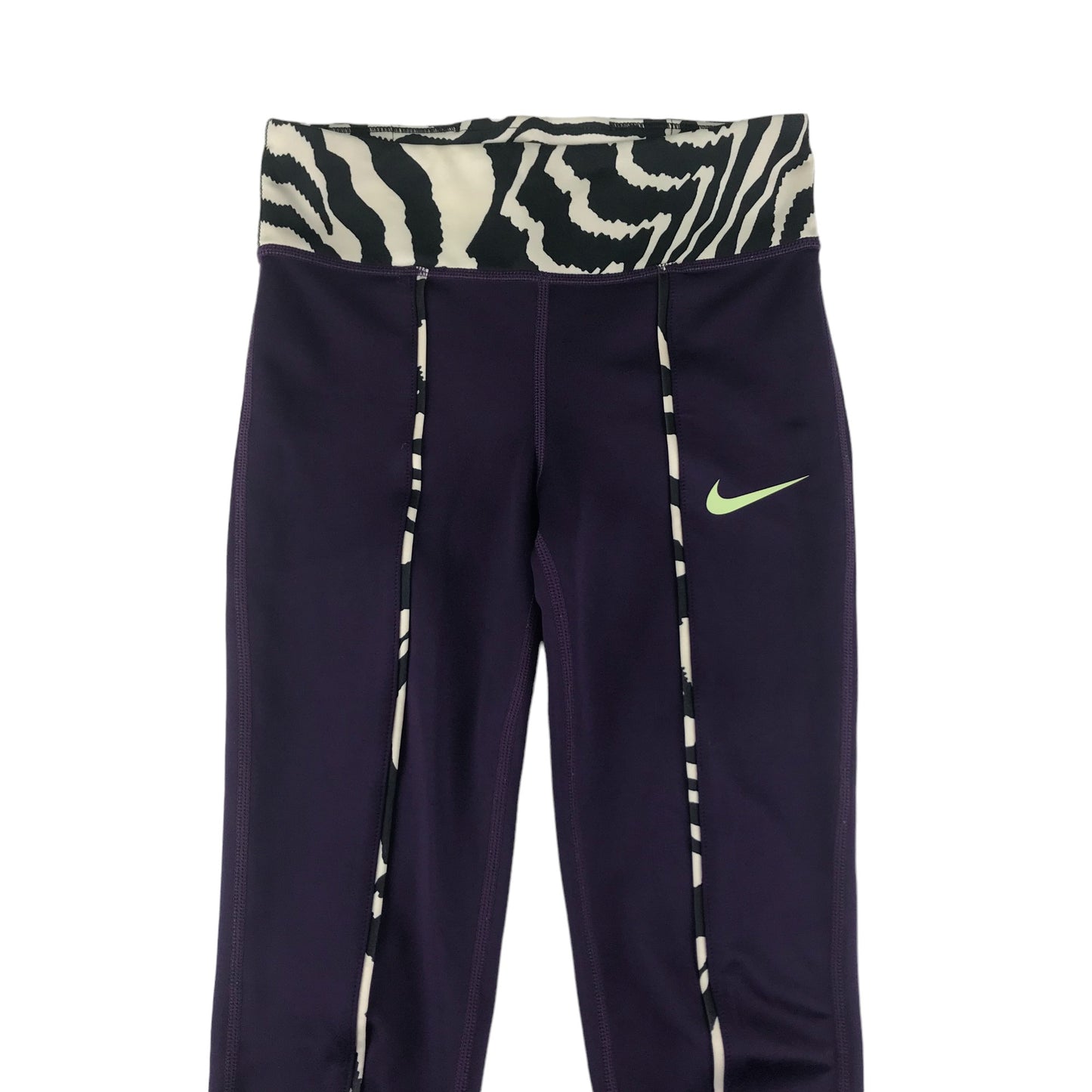 Nike Sport Leggings Age 8-9 Purple With Black and White Graphic Prints