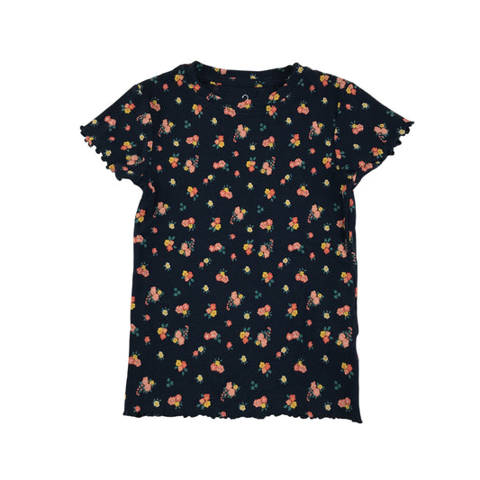 Next T-Shirt 5-6 Years Navy with Floral Print Ribbed Texture