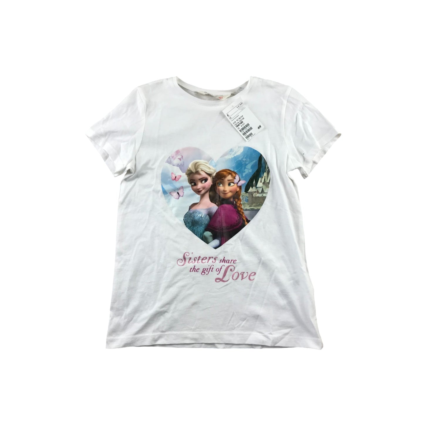 H&M t-shirt 8-10 years white Disney Frozen short sleeve cotton