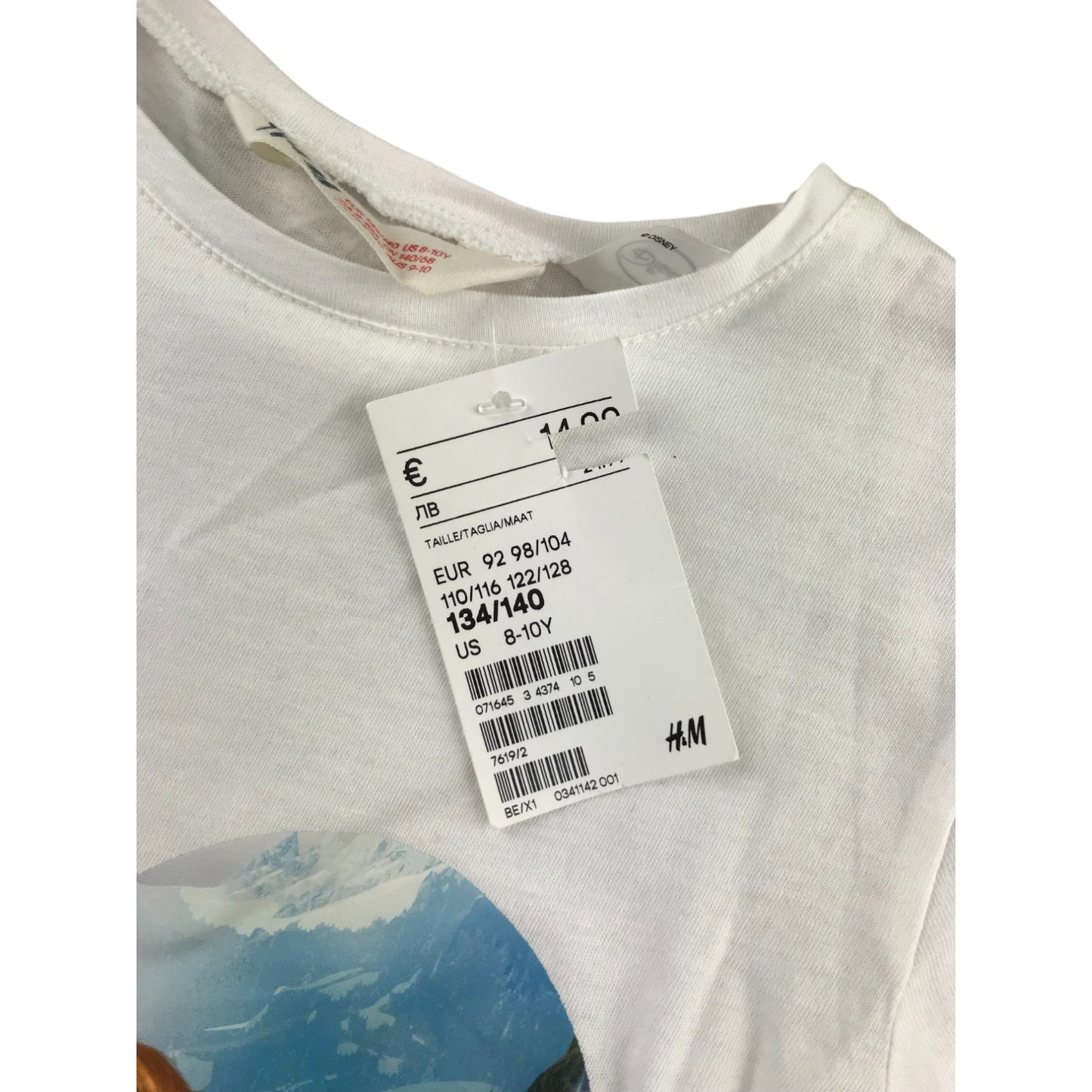 H&M t-shirt 8-10 years white Disney Frozen short sleeve cotton